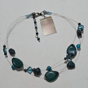 Treska‎ Teal and Turquoise Invisible Layered Necklace New